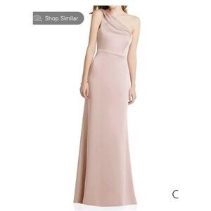 Lovely Shirred One-Shoulder Satin Trumpet Dress Size 14